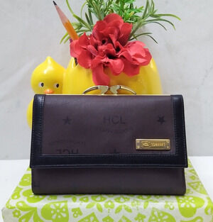 HCL Brown Leather Kisslock Framed Credit Card Wallet - Vintage Made in Germany